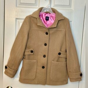 GREAT CONDITION GAP camel wool blend pea coat jacket womens size SMALL